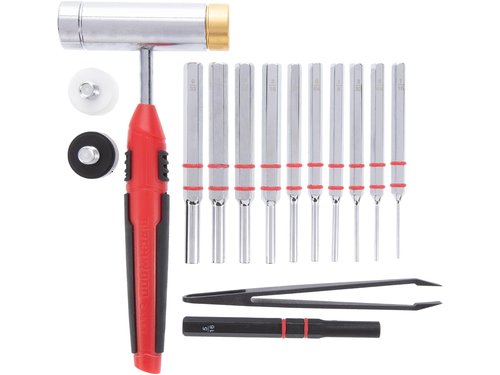 BIRCHWOOD CASEY Armorer's Hammer And Punch Kit | Durable Versatile Gunsmithing Multi-Piece Tool Set | 11 Punches, 4 Hammer Heads, Tweezer, Magnetic Strip & Case Included