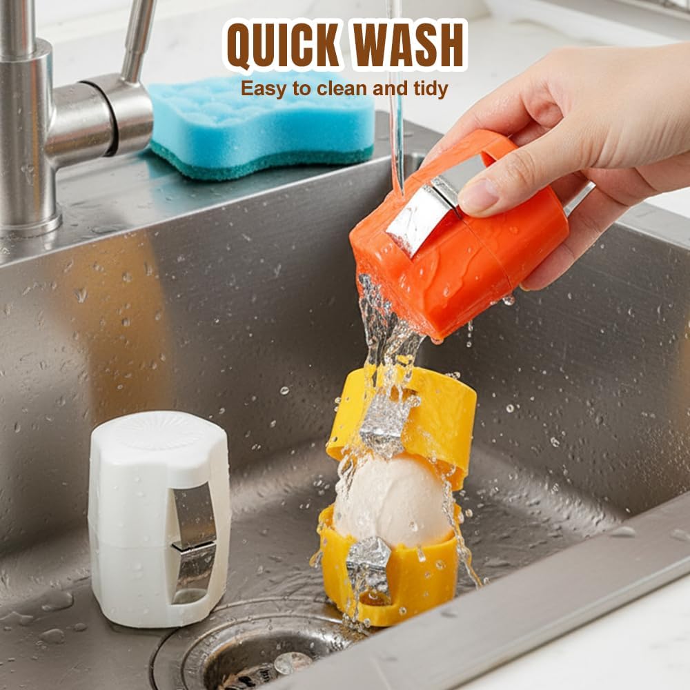 Skiennix Egg Shell Opener - Handheld Stainless Steel Egg Cracker Tool for Hard Boiled Eggs | Orange