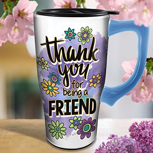 Spoontiques Wizard of Oz Drop A House On You Ceramic Travel Mug with Lid - Double Walled, Spill Proof, 18oz