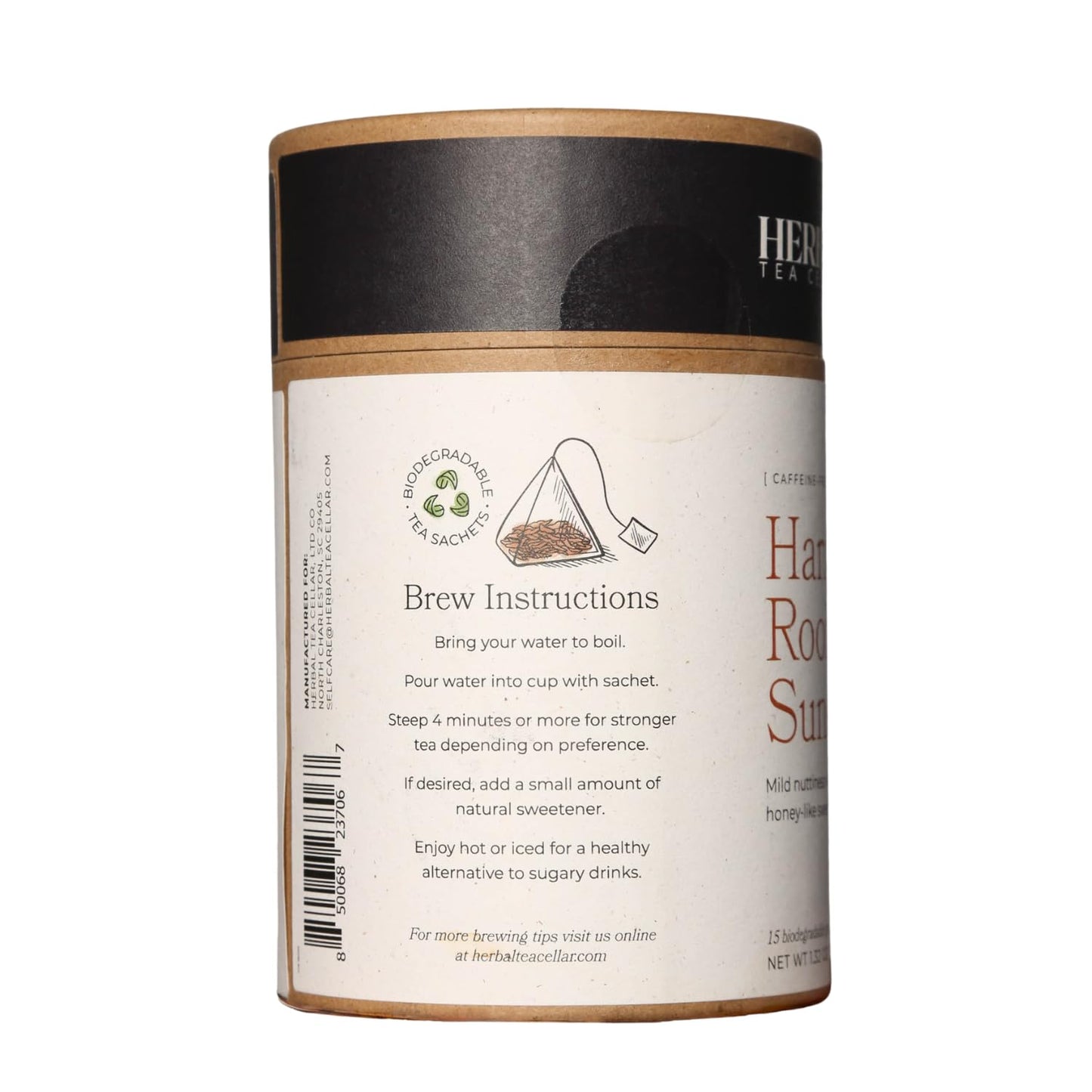 Herbal Tea Cellar Harmony Rooibos Sunset – Premium Organic Rooibos & Honeybush Herbal Tea | Naturally Sweet, Caffeine-Free South African Blend | Eco-Friendly Pyramid Sachets in Recyclable Tube, 15 Count