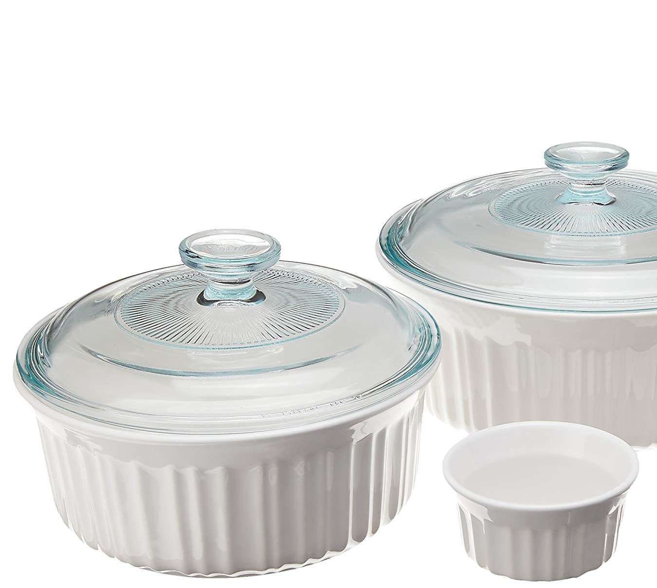 CorningWare French White 10-Pc Ceramic Bakeware Set with Lids Chip and Crack Resistant Stoneware Baking Dish, Microwave, Dishwasher, Oven, Freezer and Fridge Safe