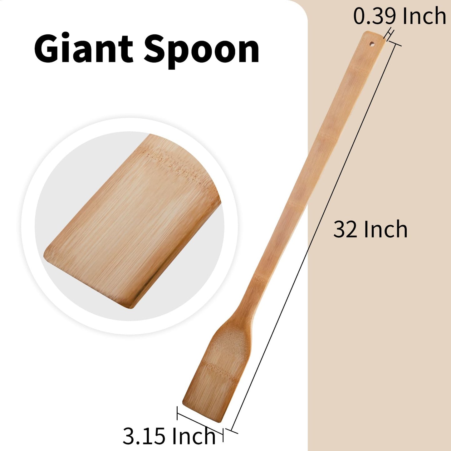 32 Inch Stirring Long Handle Bamboo Spoons Wooden Stir Sticks Extra Wide Kitchen Aid Bamboo Spatula Flat Paddle for Cajun Crawfish Seafood Cooking.