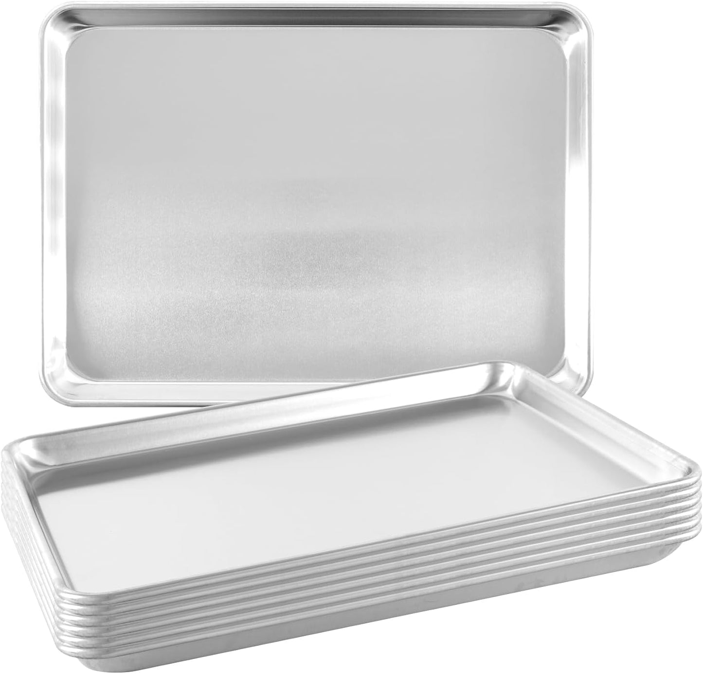 TENUP Aluminum Half Sheet Pan - 6 Pack Heavy Duty Baking Tray, 18" x 13", Warp-Resistant & Rust-Free