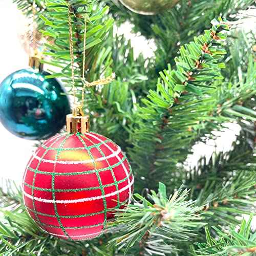 30PCS Christmas Balls Ornaments, Shatterproof Holiday Bulbs Festive Wedding Hanging Ornaments Christmas Tree Decoration (Green&Gold)