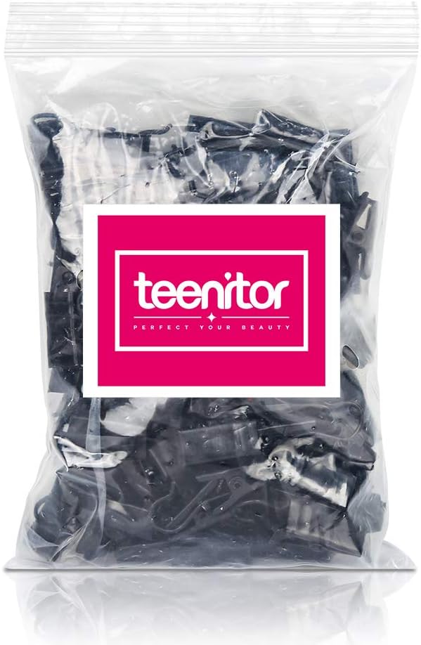 Teenitor Curtain Clips - 100 Pack Stainless Steel Hooks for Outdoor String Lights | Black