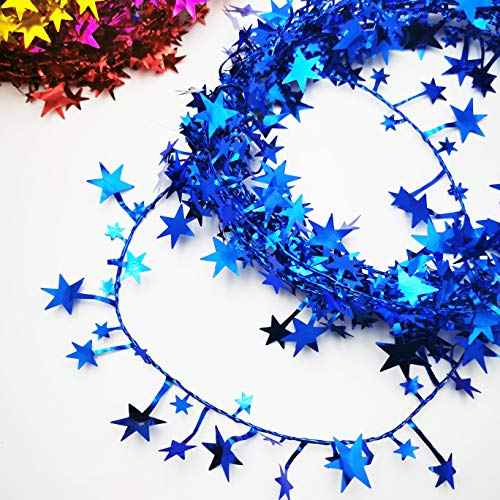 Christmas Tree Tinsel Atmosphere Decoration Wire Stars 5 Meters 6 Colors