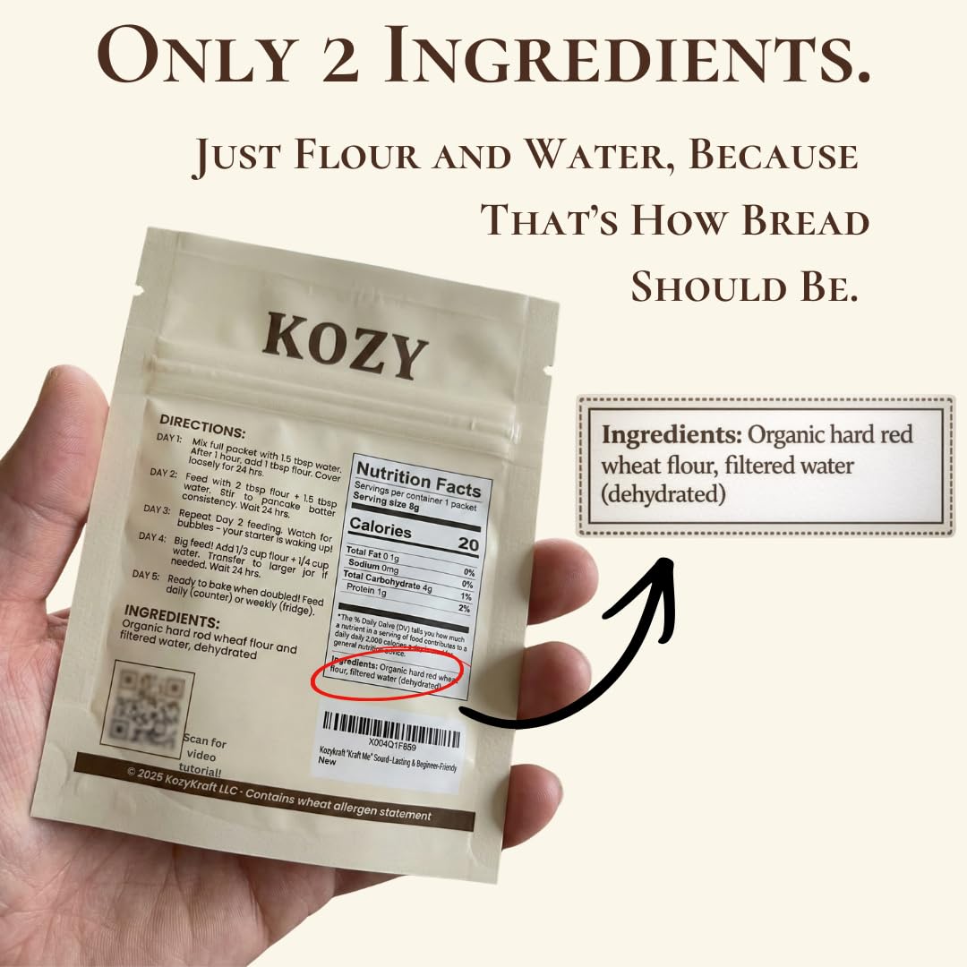 Sourdough Starter Culture – Dehydrated Wild Dry Yeast for Baking Homemade Artisan Bread – Organic, Non-GMO, Fresh, Long-Lasting & Beginner-Friendly (5 Grams)