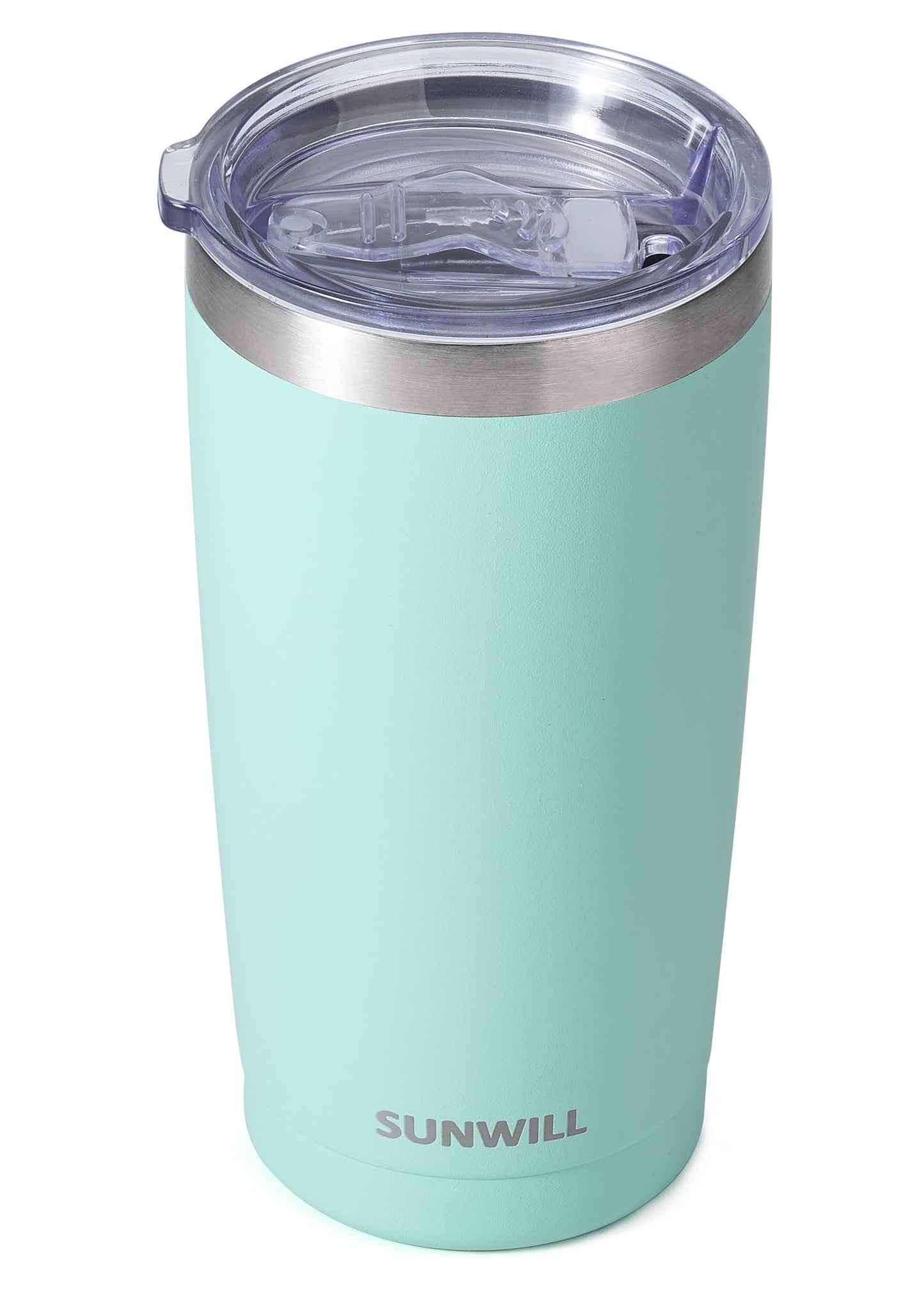 SUNWILL Travel Coffee Tumbler 20 oz, Insulated Mug with Lid, Stainless Steel Cup for Outdoor, Powder Coated Mint