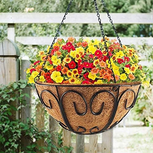 Butterfly Shape | 2 Pack Metal Hanging Planter Baskets - Round Wire Holders with Coco Coir Liners for Indoor/Outdoor Garden Decor
