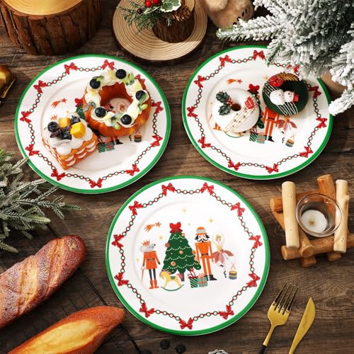 Nutcracker Christmas Dinner Plates Set of 4, 9-Inch Ceramic Holiday Tableware