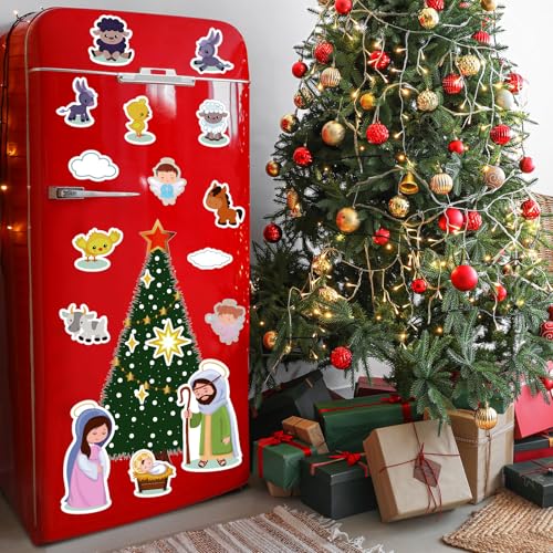 TOODOO Nativity Scene Christmas Tree Magnets for Refrigerator, Holiday Decor