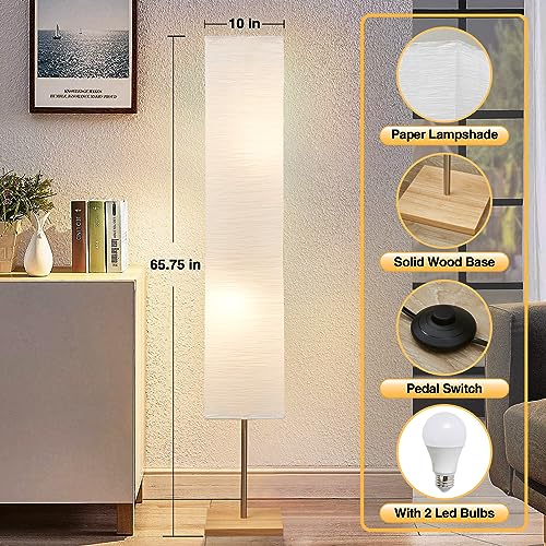 GyroVu White Paper Shade Tall Floor Lamp for Living Room & Bedroom - Adjustable Color Temperature