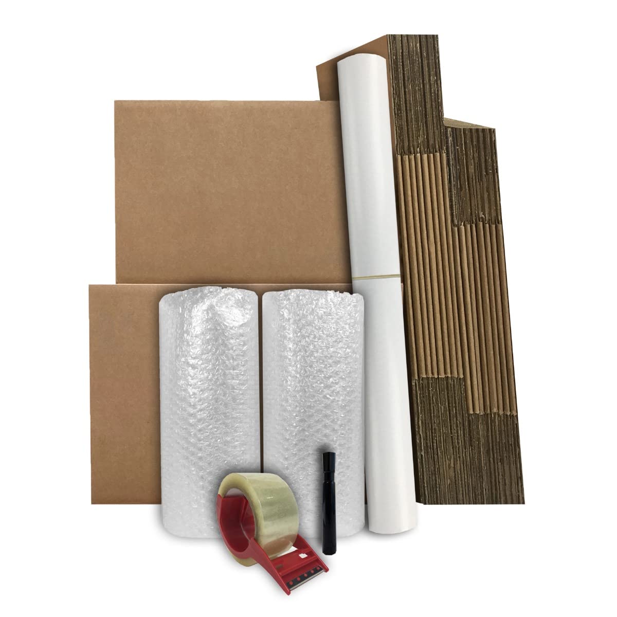 UBMOVE Basic Moving Boxes Kit #1, 1 to 2 Bedroom Kit, 18 Boxes and Supplies, Small Spaces Moving Kit, Packaging & Storage Boxes, Bubble Roll, Tape, Packing Paper, Apartment Moving Supplies