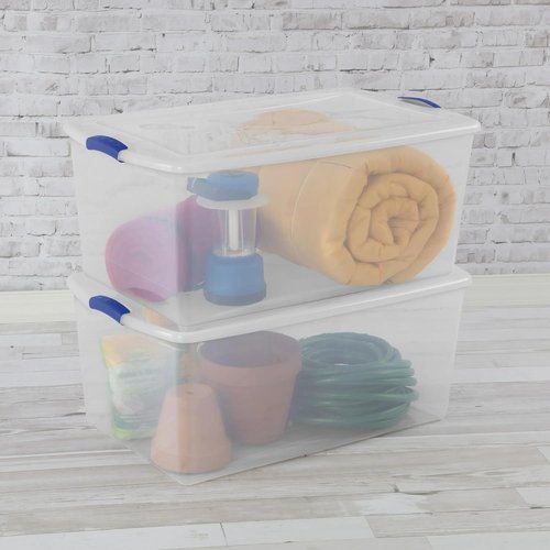 Clear Plastic Storage Bin - 105 Quart Latch Box with Clear Lid | Durable & Versatile