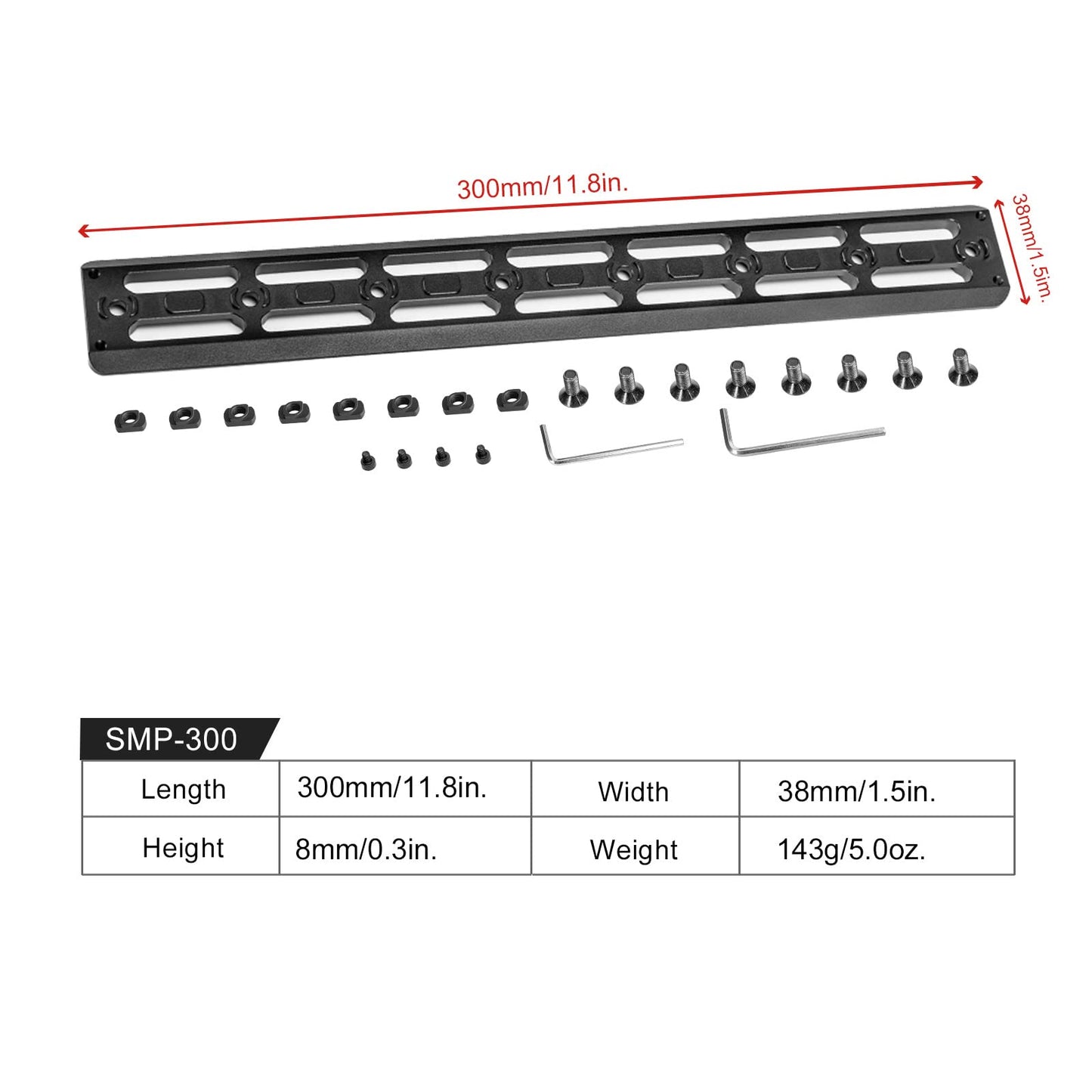 11 inch Arca Swiss Adapter M lok Rail for Rifles,300 mm Long, 2520