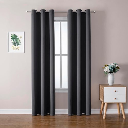ChrisDowa Blackout Curtains - Thermal Insulated Room Darkening Panels, Dark Grey, 42 x 78 Inches - 2 Panels Set