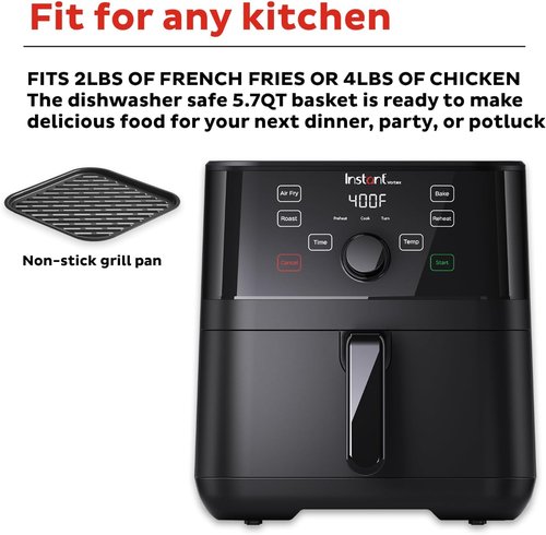 Instant Pot Vortex 5.7QT Air Fryer - 4-in-1 Functions with EvenCrisp Technology | Custom Programs & 100+ Recipes - Black