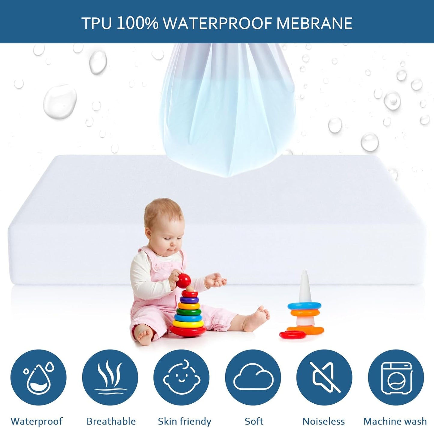 Skiennix Waterproof Mattress Protector - Full XL Size | Breathable, Noiseless, Skin-Friendly Cover