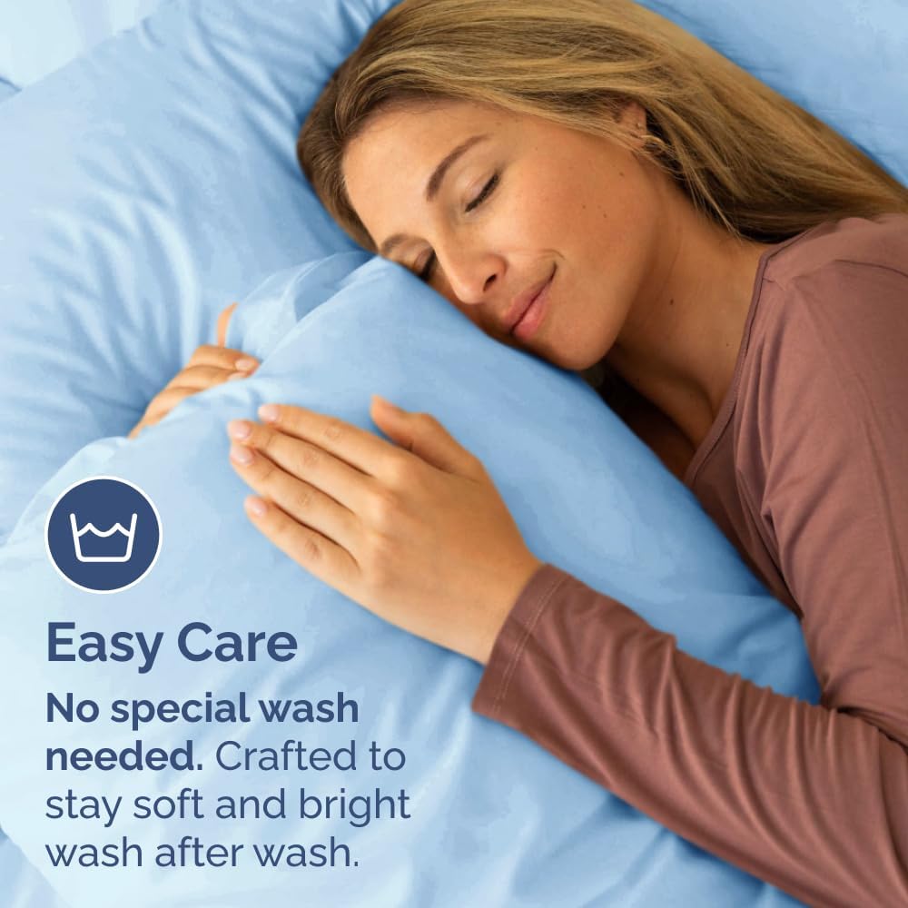 King Pillow Cases by Luxurious Home - Ultra Soft Hotel Quality - Wrinkle-Free & Stain Resistant - Light Blue, Set of 4