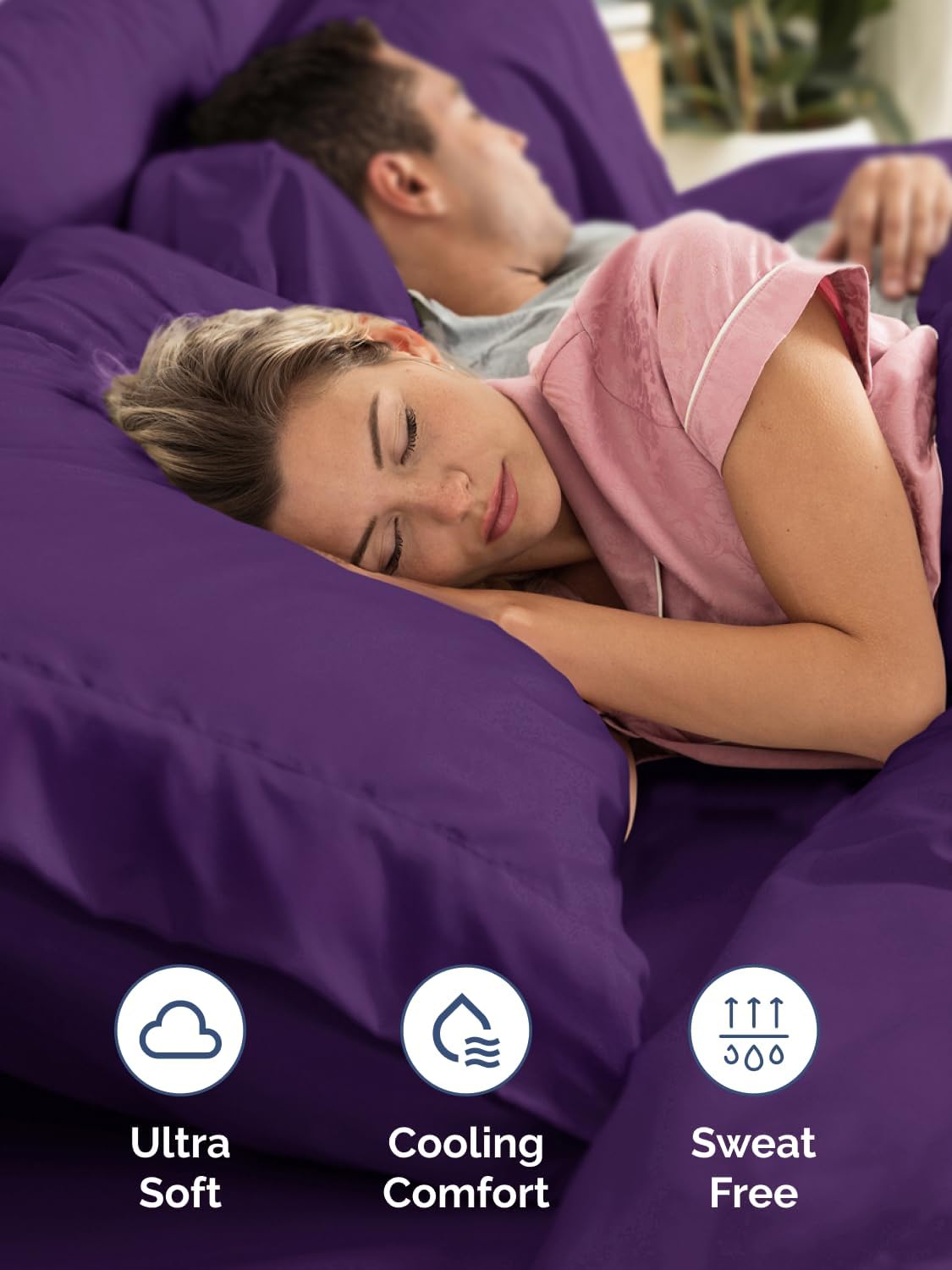 Skiennix Extra Deep Queen Sheet Set | 6-Piece Breathable Cooling Bedding - Soft, Wrinkle-Free, Purple