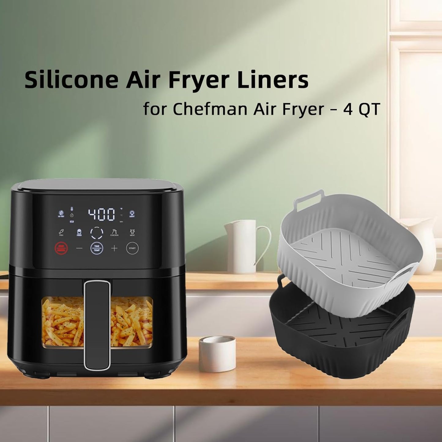 Skiennix Silicone Air Fryer Liners - 2PCS for 4-5QT Air Fryers | 7.8 Inch, Non-Stick & Easy to Clean