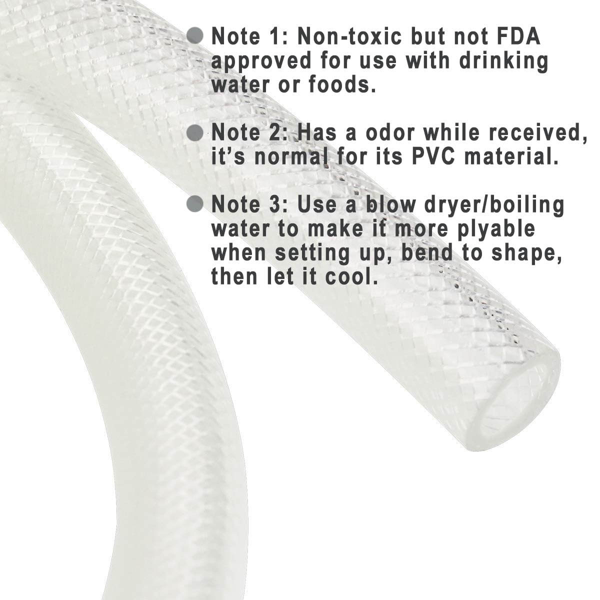 3/8" ID x 10 Ft High Pressure Braided Clear PVC Vinyl Tubing Flexible Vinyl Tube, Heavy Duty Reinforced Hose Tubing, BPA Free and Non Toxic