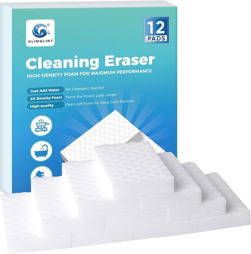 GLIMGLINT Magic Cleaning Sponges - 12PK Powerful Foam Pads for Multi-Surface Household Use