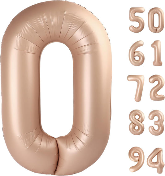 Light Brown Number Balloon - 40 Inch Tan 0 Balloon | Beige Birthday Decorations for All Ages