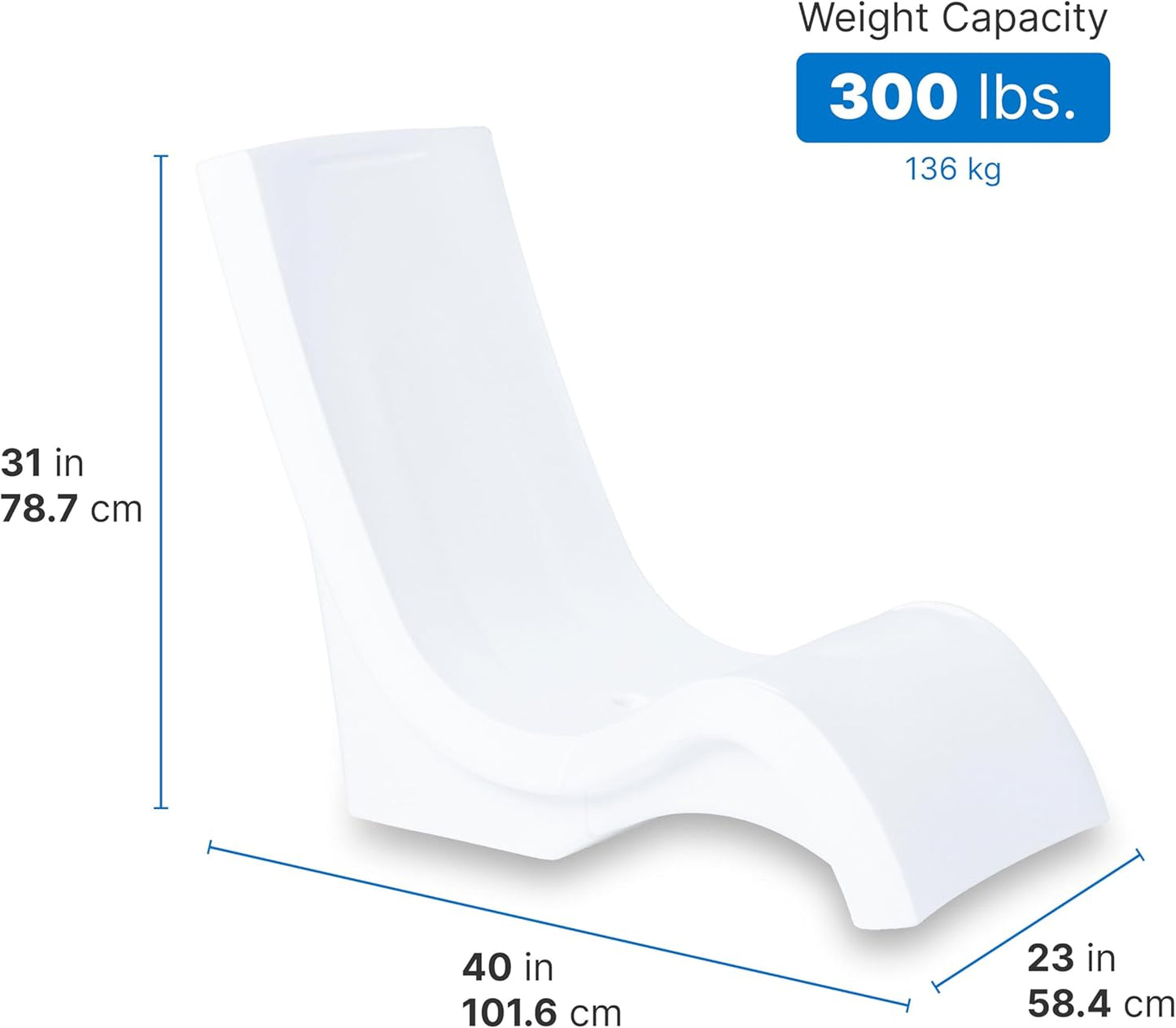 Step2 Vero Pool Chair - Waterproof, Fade-Resistant Patio Furniture for Sun Shelf | White, 9-Inch Water Depth