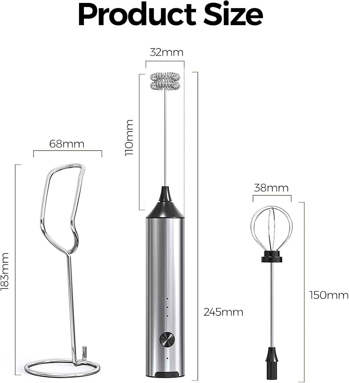 YARRAMATE Rechargeable Milk Frother - Handheld Electric Whisk for Lattes, Cappuccinos & Matcha