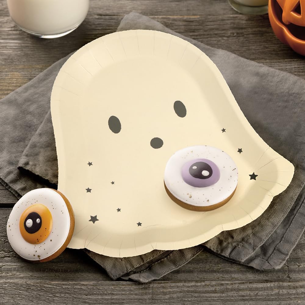 Cheerland Pastel Halloween Paper Plates Cute Ghost Party Decorations Pastelween Disposable Tableware for Spooky Birthday Baby Shower Trick or Treat Classroom Summerween Party Supplies 24pcs