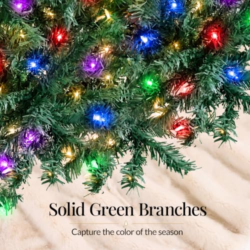 Pre-Lit 6Ft Artificial Christmas Tree with Twinkling Multi-Color LEDs - Green Pine with 250 Lights & 1000 Tips