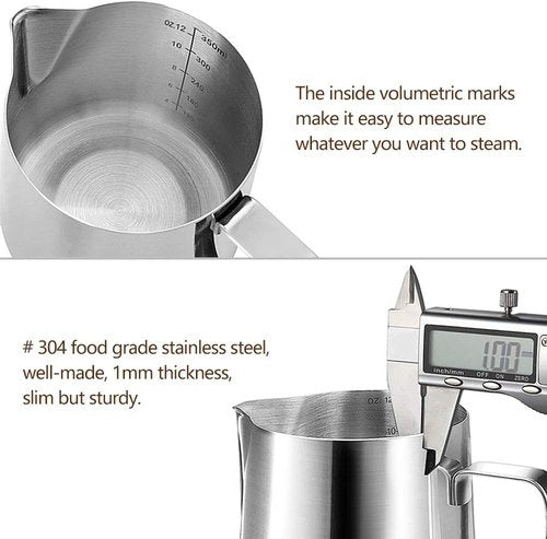 HOOMIL Stainless Steel Milk Frothing Pitcher - Barista-Grade Jug for Espresso & Latte Art | 12oz, 20oz, 32oz