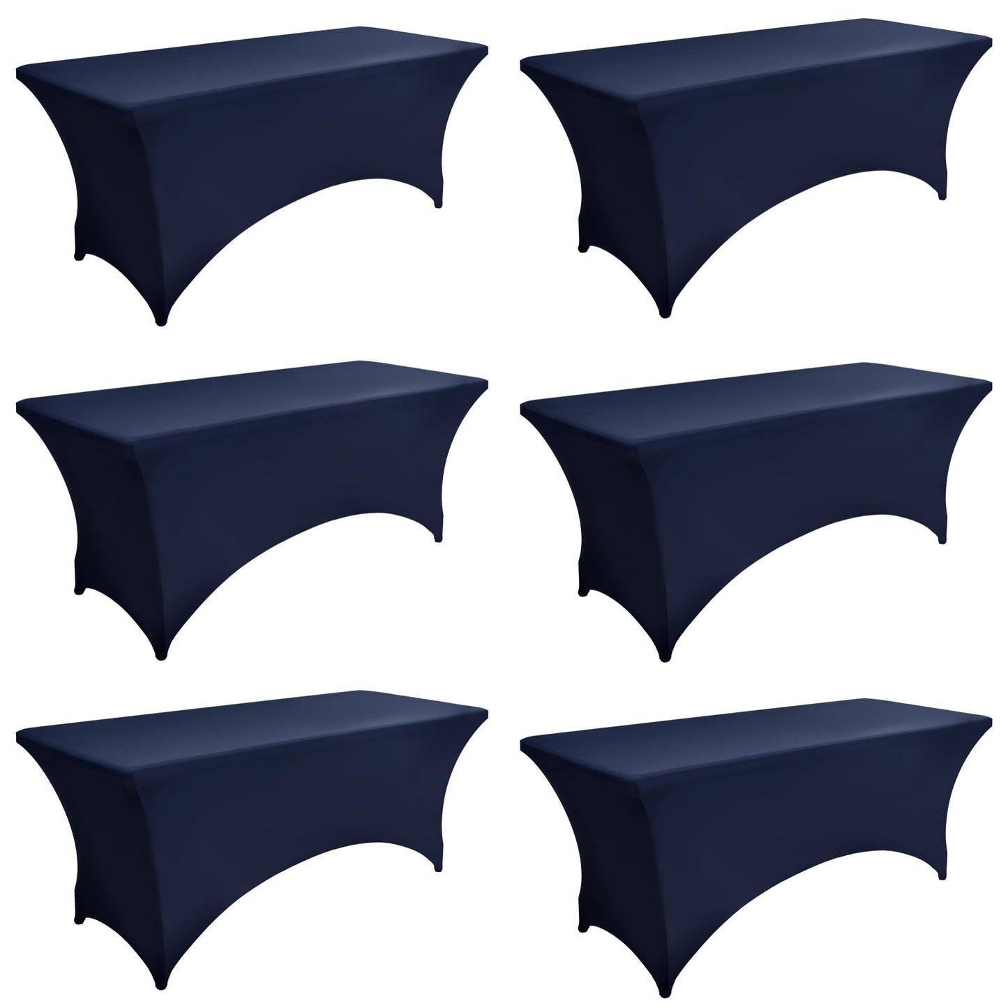 ZarzaaSik 6-Pack 8ft Spandex Table Covers for Rectangle Folding Tables - Washable Elastic Tablecloth - Ultimate Fitted Table Protector for Birthday Parties, Trade Shows, Banquet