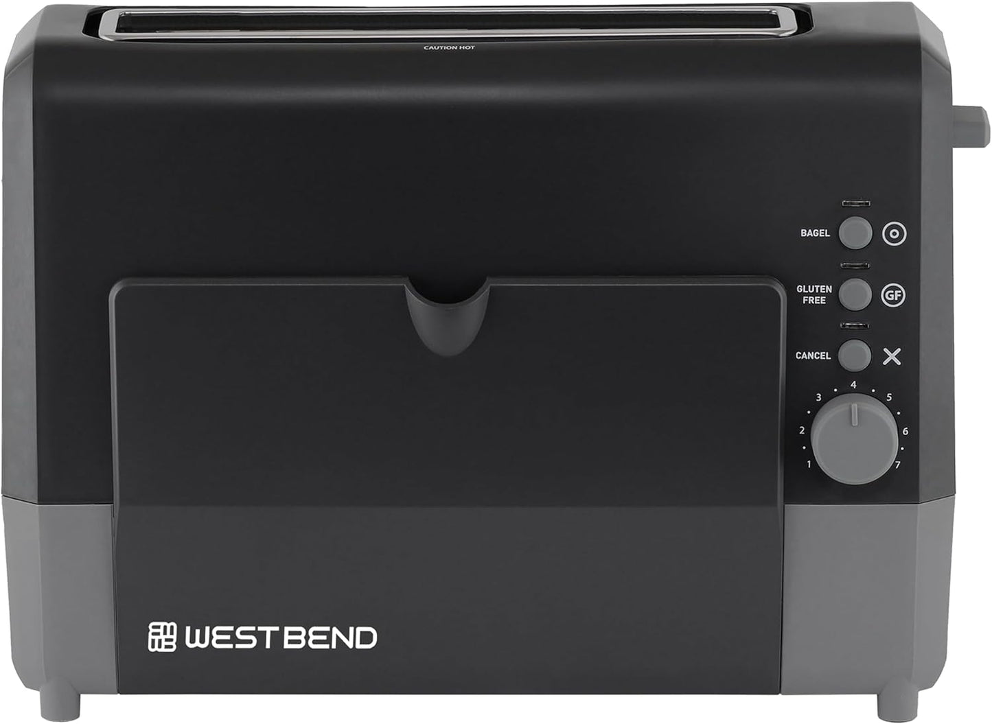West Bend QuikServe Toaster - 2-Slice Wide-Slot Design with Bagel & Gluten-Free Settings | Black, 1400-Watts