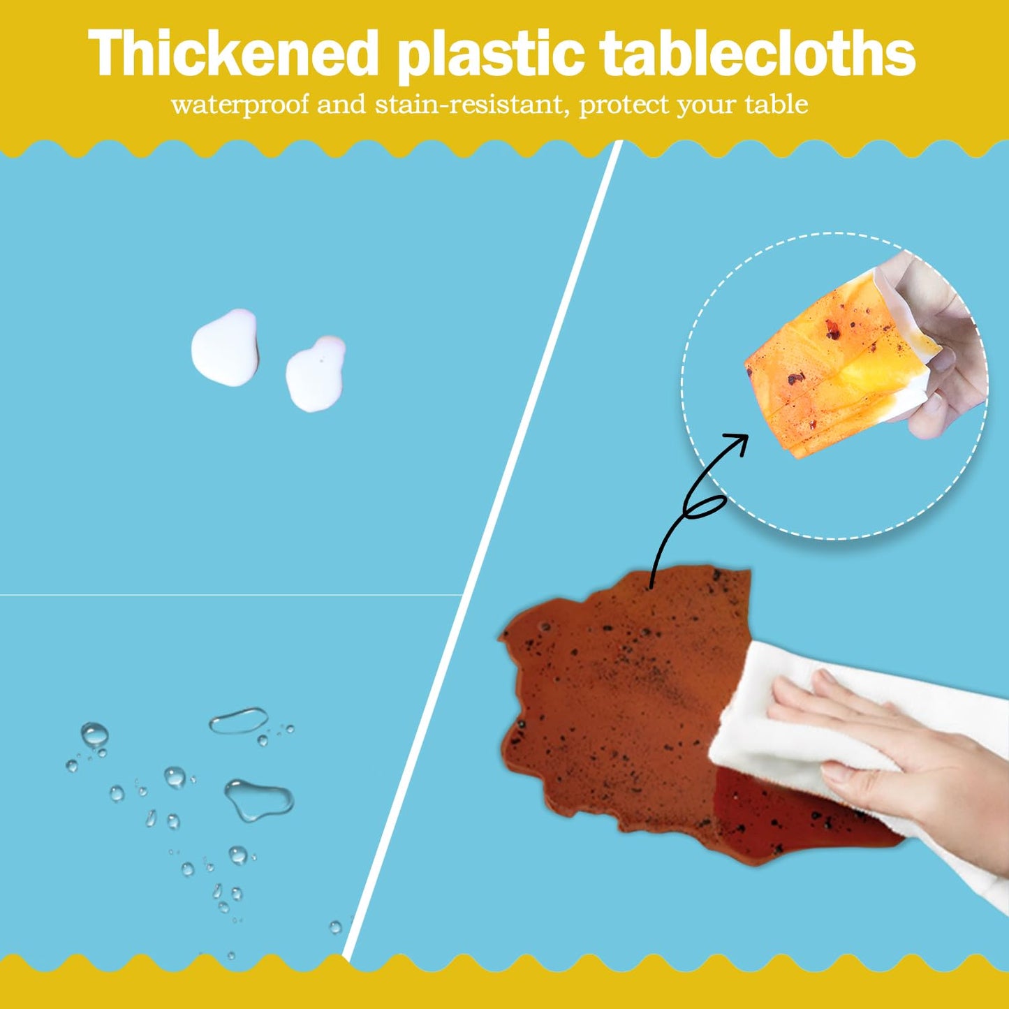 tujol Light Blue 6 Pack Plastic Table Cloth 54" x 108", Disposable Tablecloths Rectangle Table Cover, Plastic Tablecloths for Parties