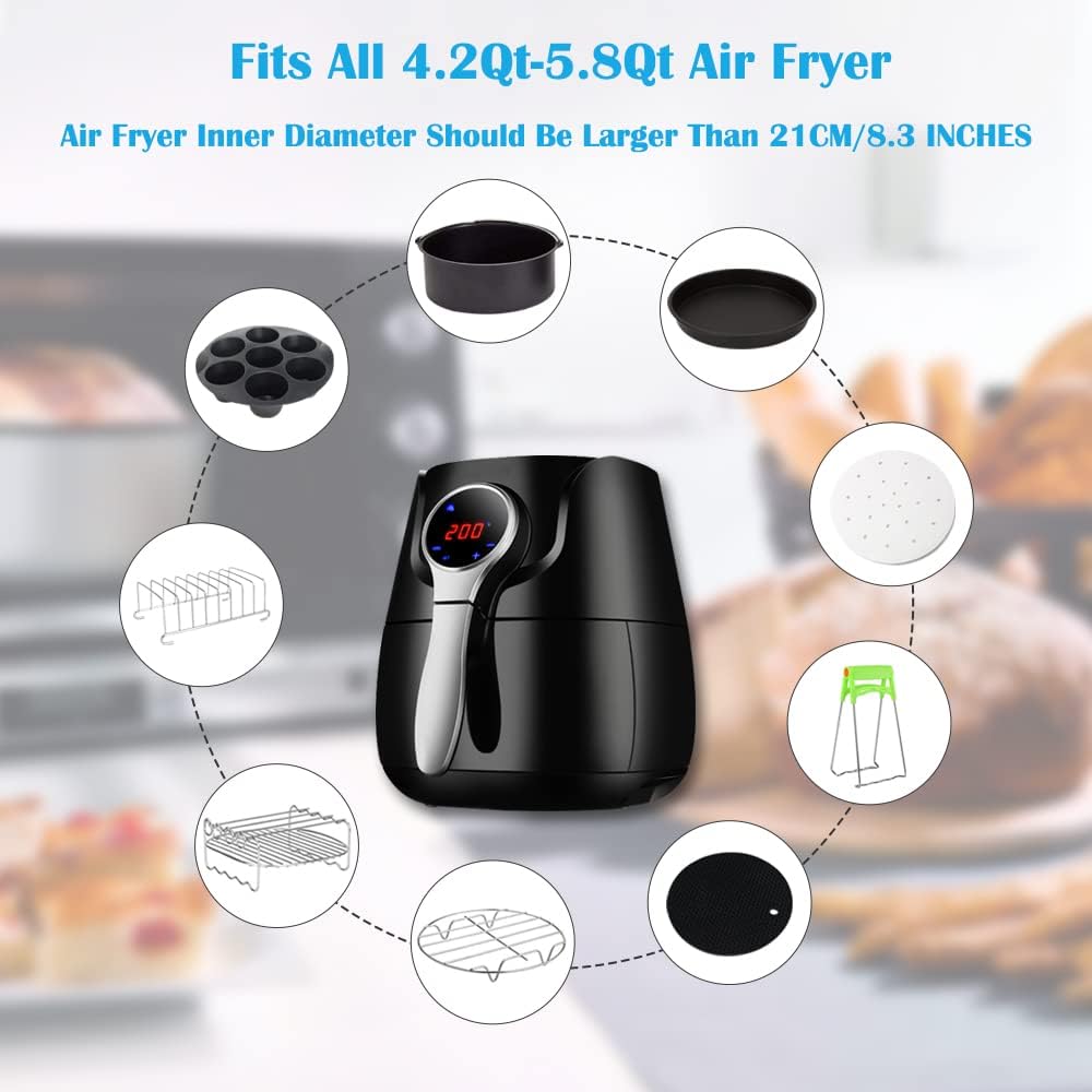 Phillips Air Fryer Accessories Set - 7-Piece Kit with Egg Bites Mold, Pizza Pan & More for 3.5Qt-5.8Qt Models