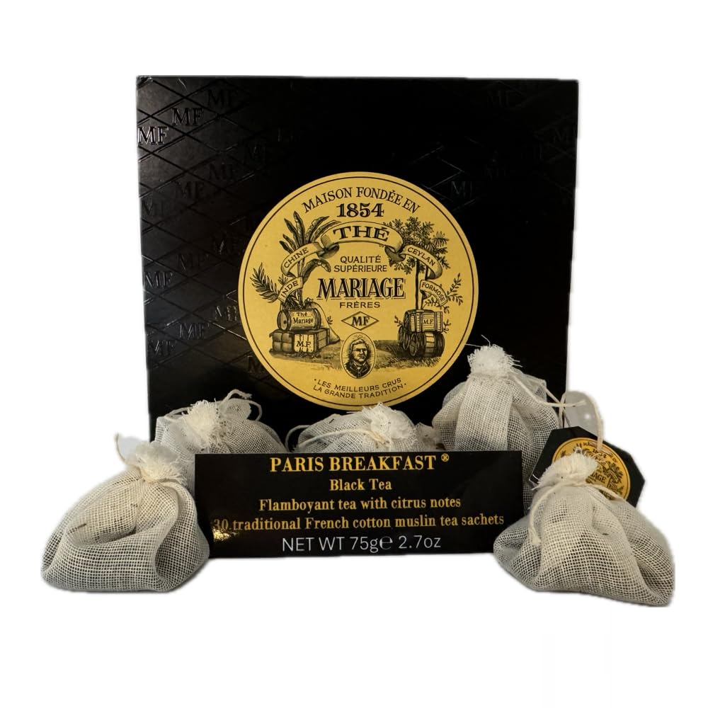 Mariage Freres Paris Breakfast Tea, 30 traditional muslin tea bag sachets (1 Pack)