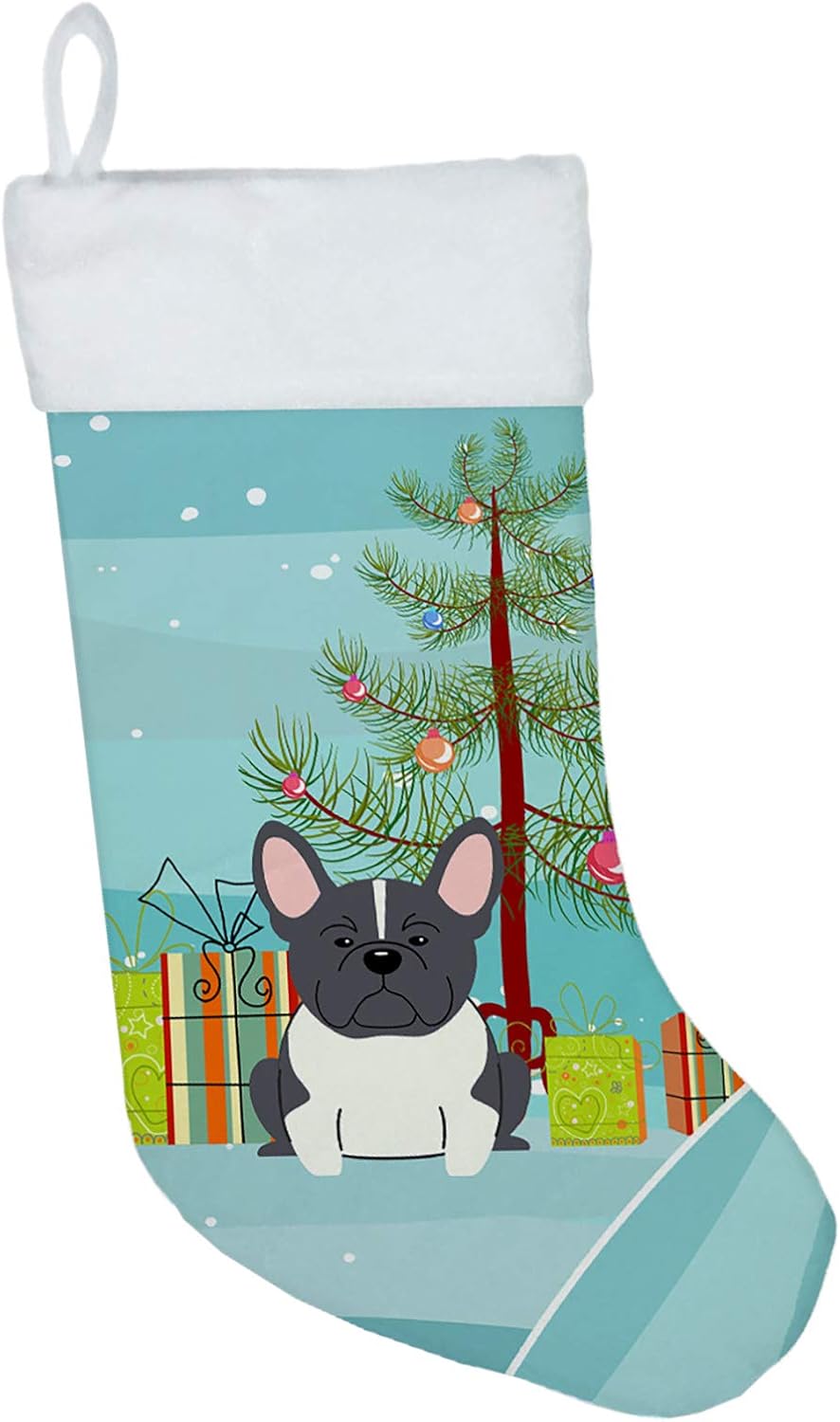 Merry Christmas Tree Dogue de Bordeaux Stocking - Festive Fireplace Decor for Holidays
