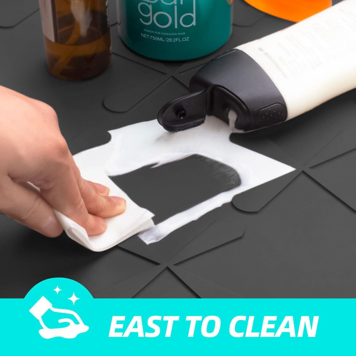 SIKADEER Silicone Under Sink Mat - Waterproof Cabinet Protector | 34" x 22" | Ideal for Pet Feeding & Home Organization