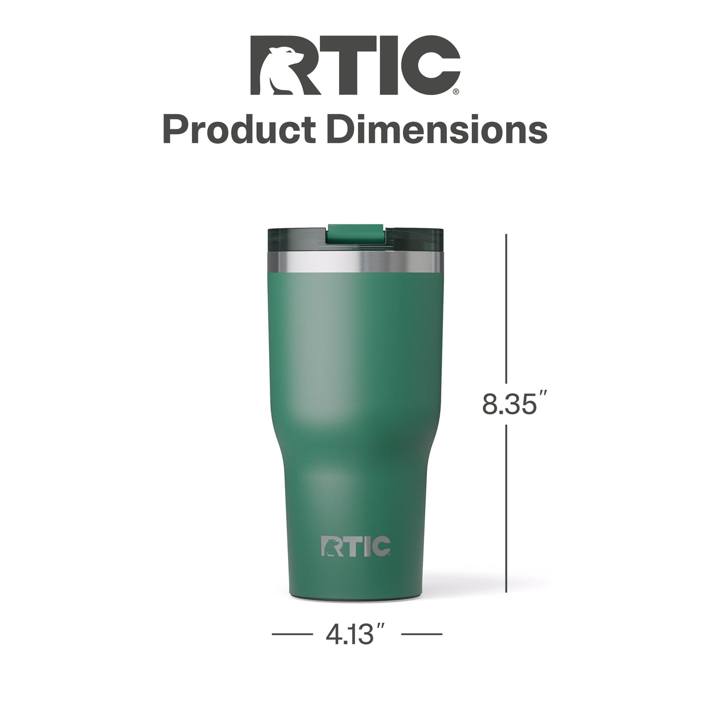 RTIC 30oz Essential Tumbler with Lid, Ceramic Lined, Insulated, Stainless Steel, Metal, Double Wall Vacuum-Insulation, Travel Cup for Iced Coffee, Tea, Hot and Cold Drink, Pine Tree