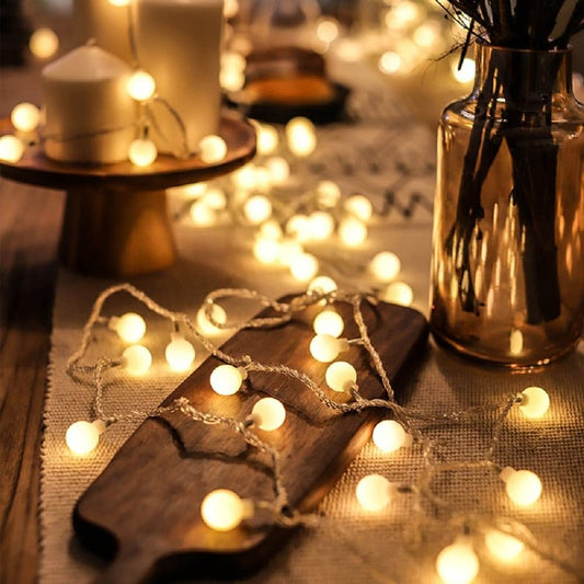 Globe String Lights 20ft 40 LED USB Powered Warm White Fairy Lights for Birthday Party Wedding Christmas and Home Decoration.