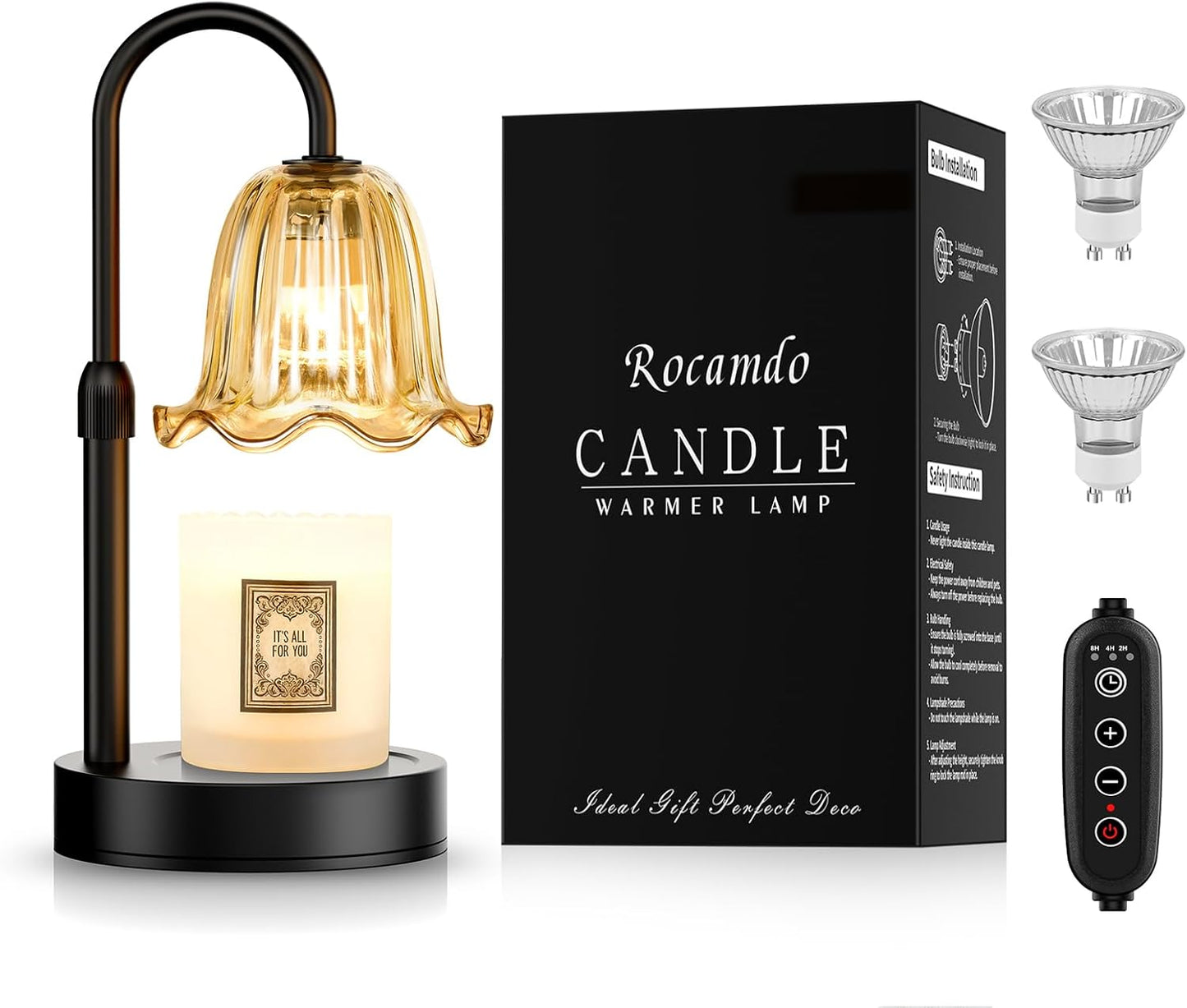 Skiennix Candle Warmer Lamp - Dimmable Wax Melt Warmer with Timer | Modern Farmhouse Decor (Amber)