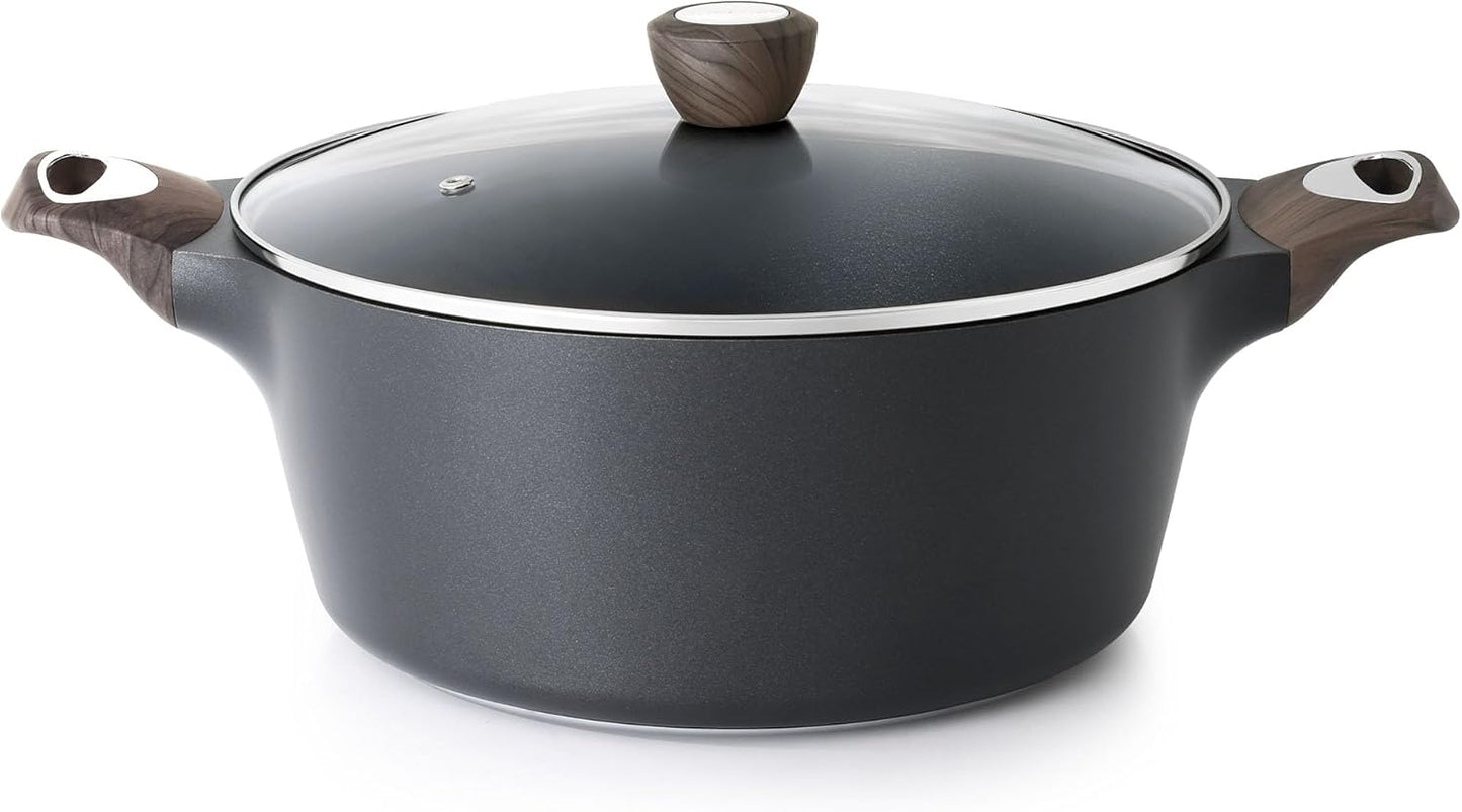 SENSARTE Nonstick Stock Pot - Induction Compatible 2.6/4.5/6.6/8.5 QT Soup & Casserole Pot | PFOA Free, Black