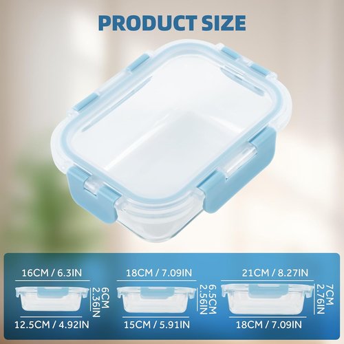 BYLWORKOUT Glass Storage Containers - 24 Piece Leak Proof Set for Meal Prep | Dishwasher Safe (Blue)