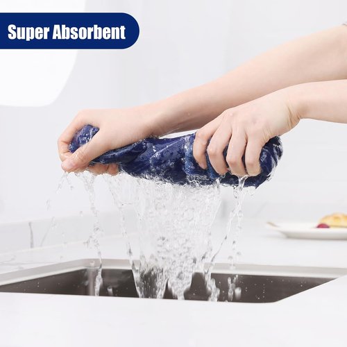 Homaxy Microfiber Kitchen Towels Set - 12 Pack Soft & Absorbent Dishcloths | Quick Drying Rags, Navy Blue 28x16 & 12x12