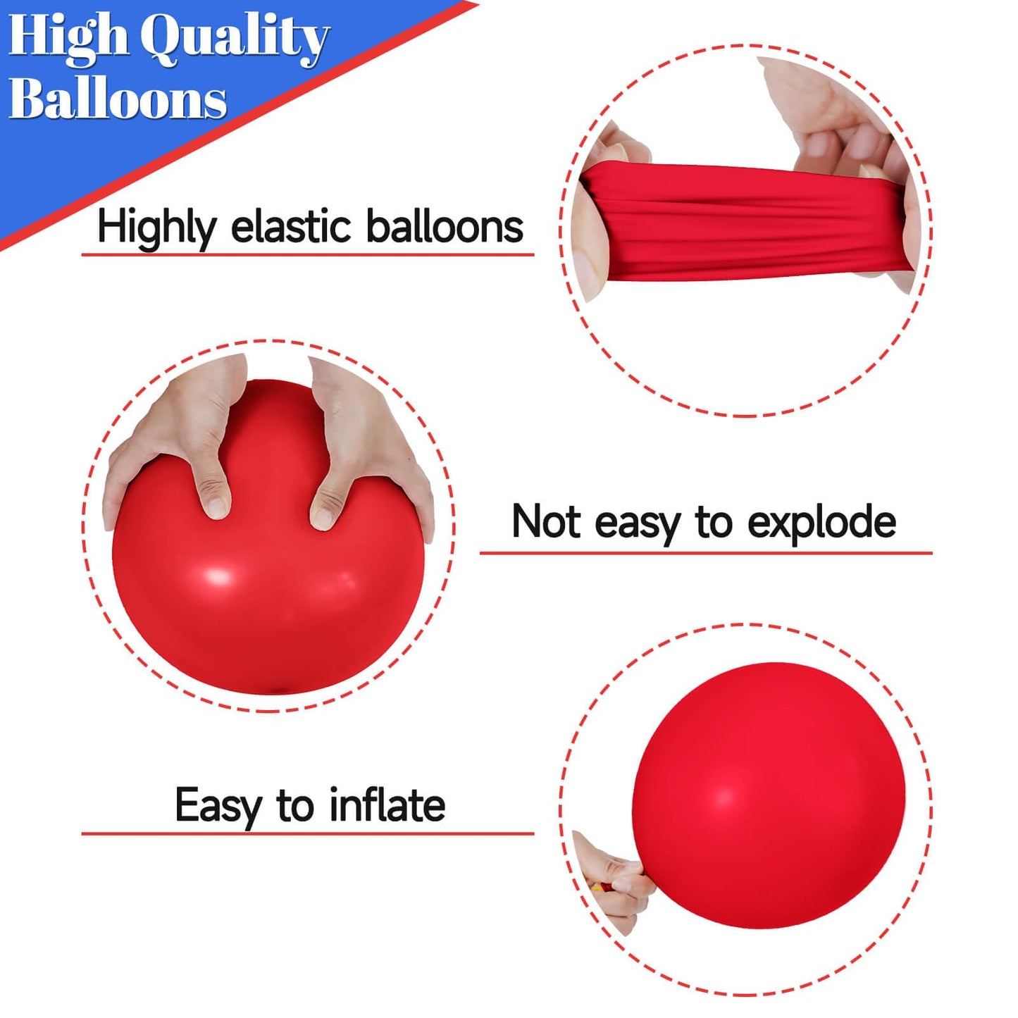 Red White Blue Latex Balloons 68 Pack, 12 Inch Patriotic Balloons with Confetti, Party Decorations for 4th of July, Independence Day, Graduation, Birthday, Air Helium Fill.