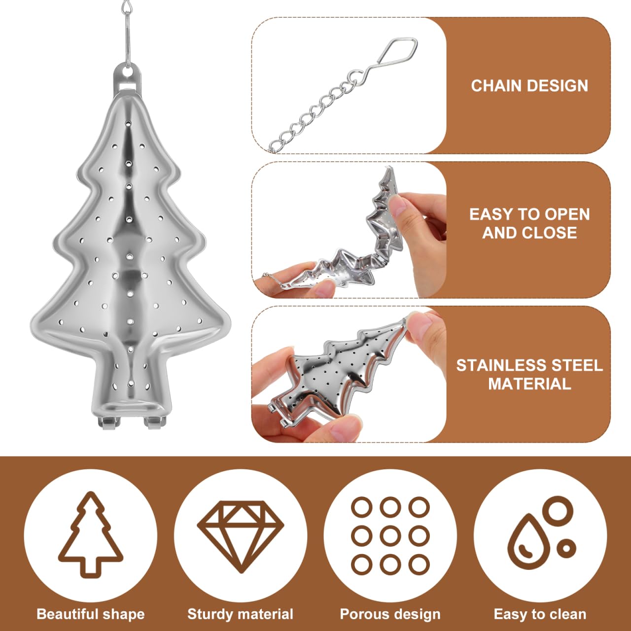 Abaodam Stainless Steel Tea Infuser Tree Shape 6-Pack Loose Leaf Tea Strainers Filters for Home Office Brewing Accessories