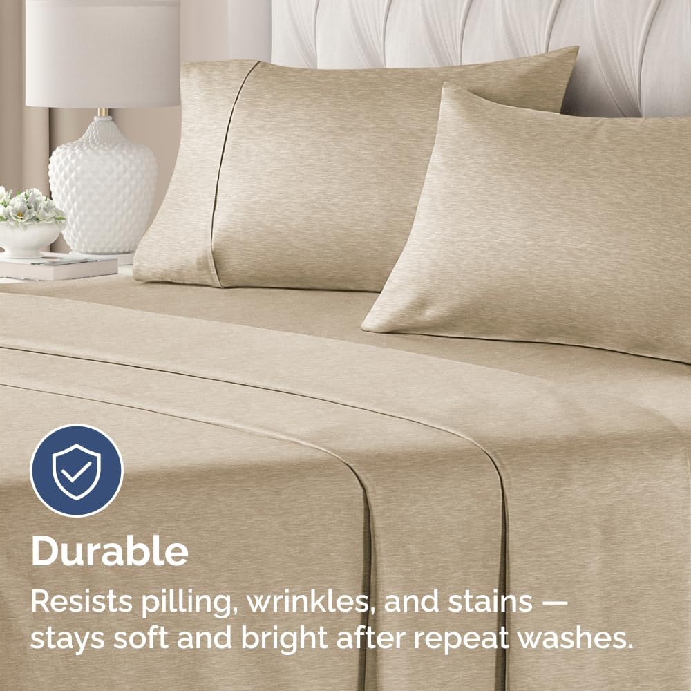 King Standard Pillow Cases - Soft Hotel Quality Covers for Comfy Bedding | Set of 4 in Heathered Beige