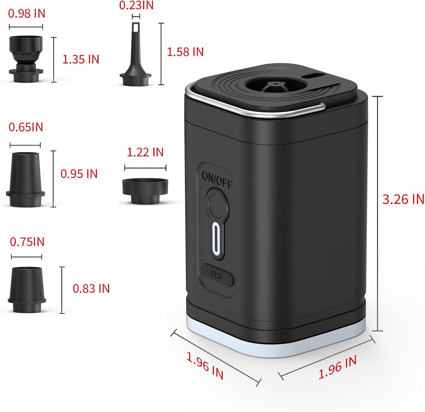 Skiennix Portable Air Mattress Pump - 3-in-1 Camping Air Pump with 2400mAh Battery & LED Light